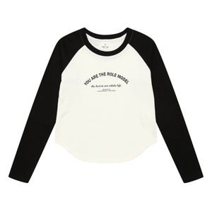 에꼴리에 여아 배색 레터링 래글런 티셔츠 23QT451_BK