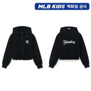 [MLB키즈PG] 베이직 스트리트 걸스 로고 크롭 후드 집업 (7FHDB1254-50BKS)