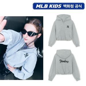 [MLB키즈PG] 베이직 스트리트 걸스 로고 크롭 후드 집업 (7FHDB1254-50MGL)