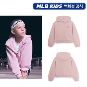 [MLB키즈PG] 베이직 여아 스몰로고 크롭 후드 집업 (7FHDB1154-50PKS)