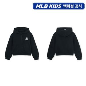 [MLB키즈PG] 베이직 여아 스몰로고 크롭 후드 집업 (7FHDB1154-50BKS)