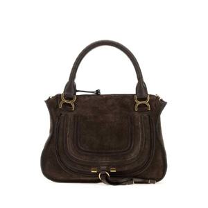 CHLOE Dark brown suede medium Marcie handbag CH25AS660Q07 24X