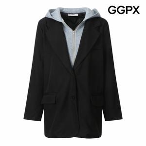[GGPX] 후드 배색 싱글 미디 자켓 (GP8JK011F)