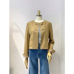 올리브데올리브 (OL5SJ205) 라운드넥 스웨이드 크롭 자켓 OLIVE  DES  OLIVE