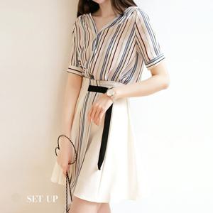 [카라]KARRA 케인컬러라인블라우스+스커트SET_A5M0350