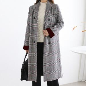 [모리스커밍홈]소매배색 글렌체크 울 롱코트_M2111CT702D