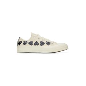 25 FW 꼼데가르송 여성 오프 화이트 Converse 척 70 멀티 하트 로우탑 스니커즈 241246F128000