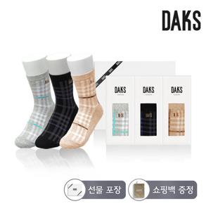 닥스양말 숙녀 면중목 사각체크 3족세트 DK25401