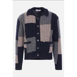 THOM BROWNE patchwork baby cable intarsia cardigan in donegal MKC605AY1032978