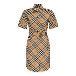 [BURBERRY] 라프리마 여성 니 Length 체크 코튼 셔츠 원피스 8111701 베이지 /8