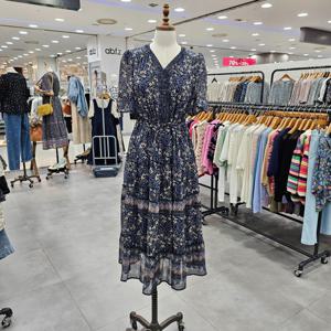 [써스데이아일랜드]플라워 보더 믹스 프릴 원피스 T244AOP238W