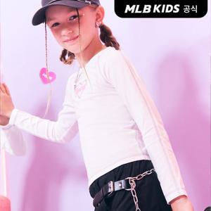 [MLB키즈 공식] 25FW 스트릿 하트 여아 슬림 티셔츠 NY (Ivory) 7FTSH0154-50IVS