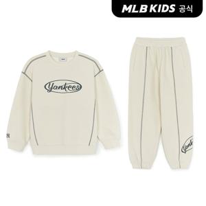 [MLB키즈 공식] 25FW 스트릿 베이직 컬러 스티치 맨투맨세트 NY (Cream) 7AS2B0454-50CRS