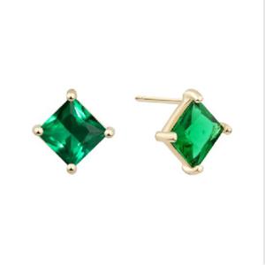 미니골드14K  베이직 스퀘어 에메랄드 귀걸이(5mm) EJCM4236