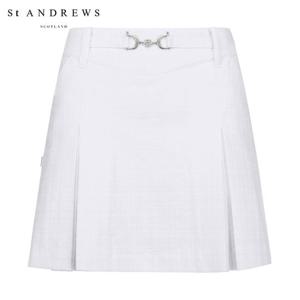 [세인트앤드류스] 여성 우븐 믹스 플리츠 체크 큐롯 스커트 821D1PC004_WH