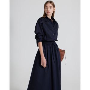 아떼 바네사브루노 여성 24FW 다크네이비 면 반오픈 트임 긴팔 원피스 VLDR4C303N3