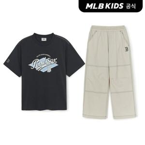 [MLB키즈 공식] 25SS 스트릿 반팔, 우븐팬츠 세트 BOS (Charcoal Grey) 7AS1B4153-43CGS