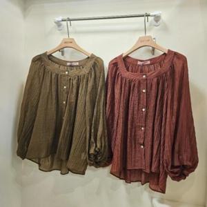 스테파니 HC07 스케어넥 시스루 7부 블라우스 A25SH5303