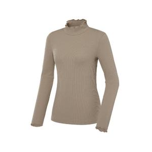 와이드앵글골프긴팔티 KQJ WWU23292E2 VA 페미닌 러플 골지 하이넥 티셔츠 L (Beige)