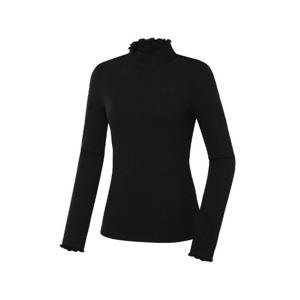 와이드앵글골프긴팔티 KQJ WWU23292Z1 VA 페미닌 러플 골지 하이넥 티셔츠 L (Black)