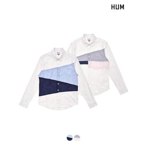 [HUM][HUM]남) 코튼슬럽 컬러블럭 슬럽 셔츠(FHMECSL106P)