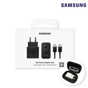 삼성 정품 50W PD PPS 2포트 듀얼포트 절전형 GaN 초고속충전기 UXB CtoC 케이블 포함 C타입 충전기 어댑터 갤럭시 아이폰 호환 충전기 파우치 증정 EP-T5020 N