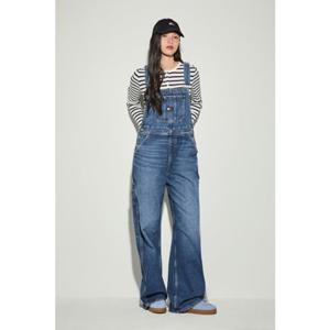 [타미진] T32F0NED39TWT1 여성 뺏지로고 데님 오버롤 팬츠