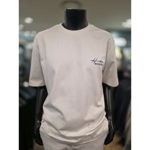 [바쏘옴므] Z2KR25A S/S 아이보리 백프린팅 세미오버핏 반소매