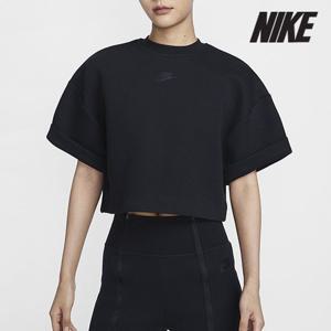 [나이키] 여성용 반팔티 /H4- FV6321-010 / 우먼스 스포츠웨어 테크 플리스 오버사이즈 반팔 크롭 탑