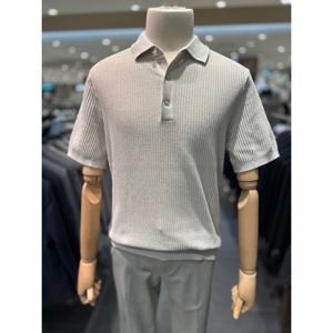 [25SS] 베이지 미라쿨 리브조직 반팔 니트 카라티 ADF3ET1901