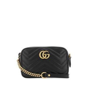 GUCCI Black leather mini GG Marmont crossbody bag 448065DTD1T 1000