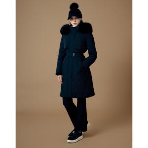 헤지스 골프 여성 24FW 블랙 여성 성동 겉사시 구스다운 롱점퍼 HWJU4D812BK