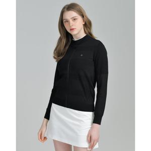 닥스 골프 여성 25SS PREMIUM 블랙 메쉬 풀집업 캐쥬얼 니트 가디건 DNSW5B415BK