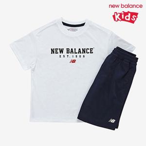 [뉴발란스] 키즈 로고 포인트 반팔 셋업 NK9YF2113U-10 반팔티