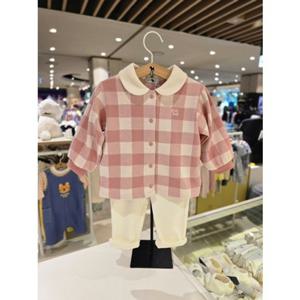 [블루독베이비] 25 FW(핑크)빅체크 러블리 상하세트(45A1361002)신생아 백일 돌 선물 조카 출산 아가옷 가