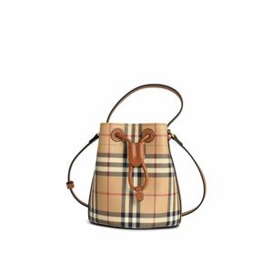 [BURBERRY] 라프리마 여성 크로스 바디 가방 체크 미니 버킷 백 인 베이지 코튼 블렌드 8109794 /8