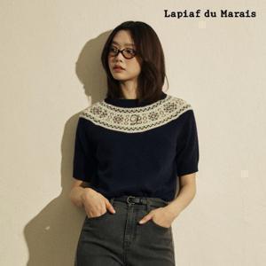 [방송중 2만원세일]라삐아프 25FW 코스모스 울 노르딕 반팔니트 1종[런칭 가격 79,900원]