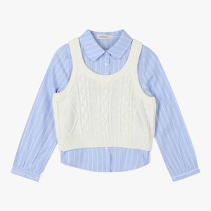 [일로딜로]뷔스티에 조끼 블라우스 세트 IDYC2411Z