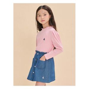 [빈폴키즈]골지 소재 여아 티셔츠 - 라이트 핑크 (BI4741G01Y)