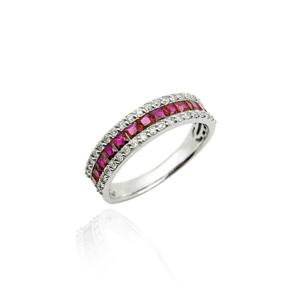[GB] 랩 그로운 루비 프린세스컷 18K GOLD 반지 LRF24053D