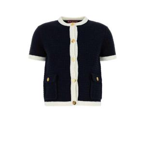 GUCCI 미드나잇 블루 스트레치 크로셰 카디건 819373XKEOT 4144