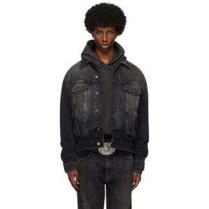 25 FW 게스 남성 블랙 디스트레스 데님 재킷 242603M177000