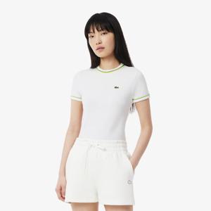 [시즌오프 30% 인하] 라코스테 공식 여성 더블 파이핑 슬림핏 저지 티셔츠 TF0347-55G FWI