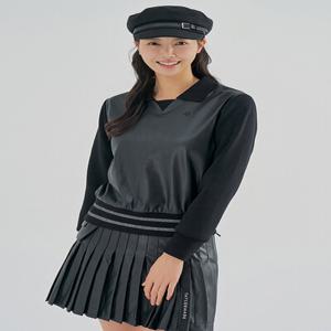 [테일러메이드] 여성 가죽 패치 카라 맨투맨 티셔츠 TWTYM7146-199