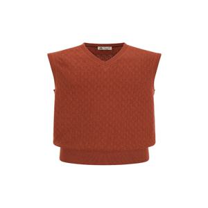 [페라로밀라노] 변형 아가일 조직 니트 베스트 오렌지 (AM0FTSV35166)