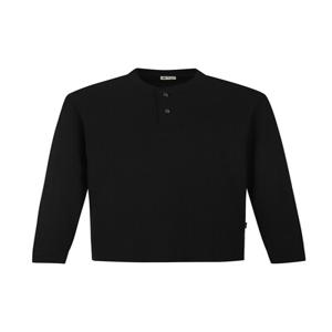 [페라로밀라노] 변형 피케조직 헨리넥 티셔츠 블랙 (AM0FTTH35139)