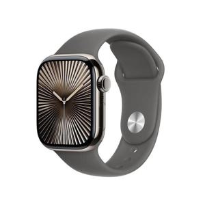 Apple 애플워치10 42mm, GPS+Cellular (내추럴 티타늄, 스톤그레이 스포츠밴드, M/L)-[MWXE3KH/A]