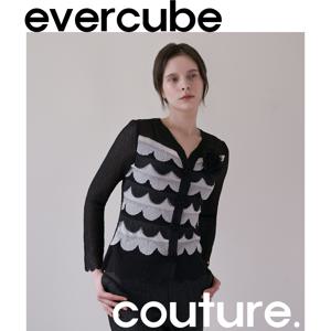 [에바큐브 Couture] G플리츠 배색 가디건+아플리케
