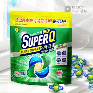 슈퍼딥큐 5in1 프레쉬가든 100개입 캡슐세제 대용량 고농축 실내건조 드럼 일반 겸용 세제
