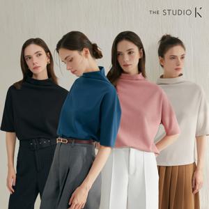 [론칭가 59900][THE STUDIO K] 더 스튜디오 케이 카울넥 드레이프 하프슬리브 티블라우스 4종